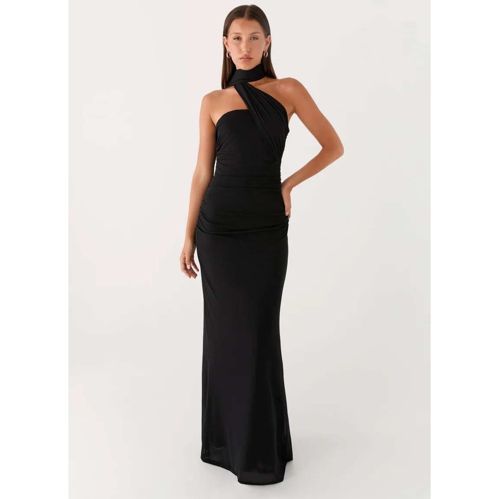 Peppermayo Songbird Maxi Dress Black Strapless Gown & Scarf Size 2 New With Tags